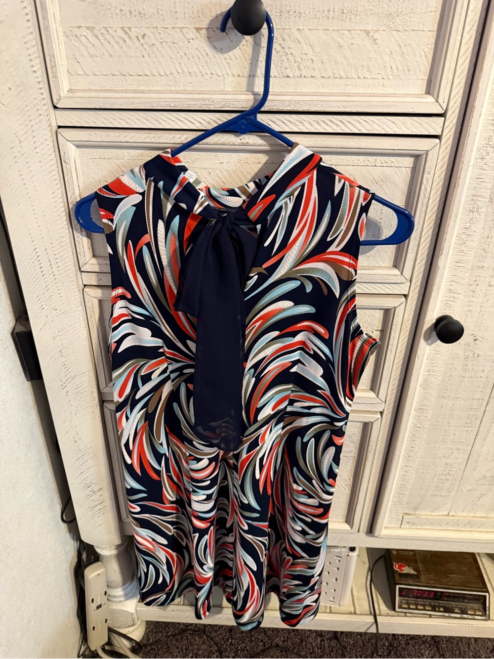 Signature by Robbie Bee Navy Multi-Color Swirl Midi Dress